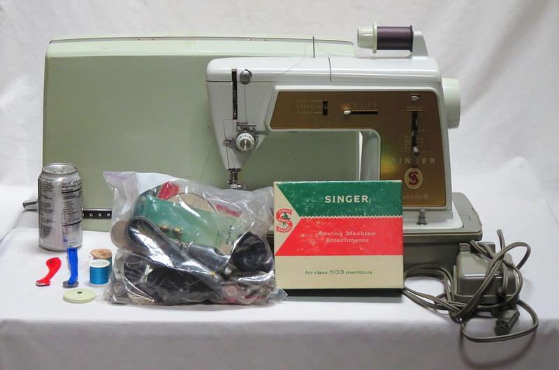 Vintage Singer 603 Sewing Machine Touch & Sew w/ Case & Accessories