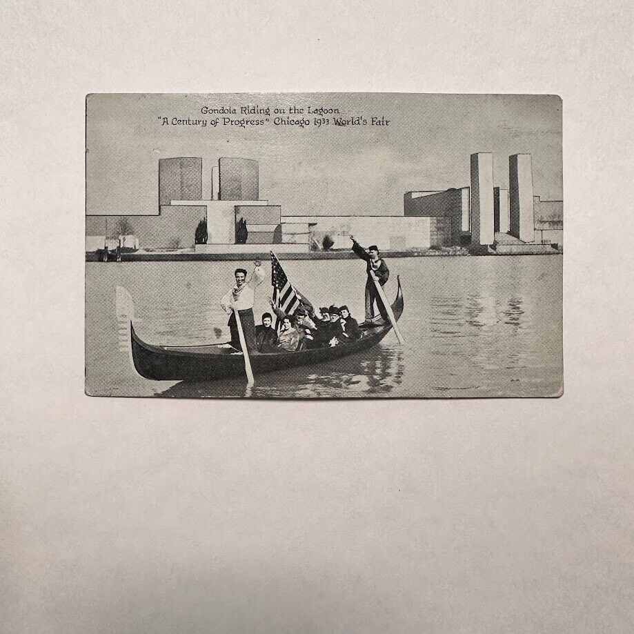 1933 Gondola Ride RPPC Chicago World's Fair Vintage B&W Postcard