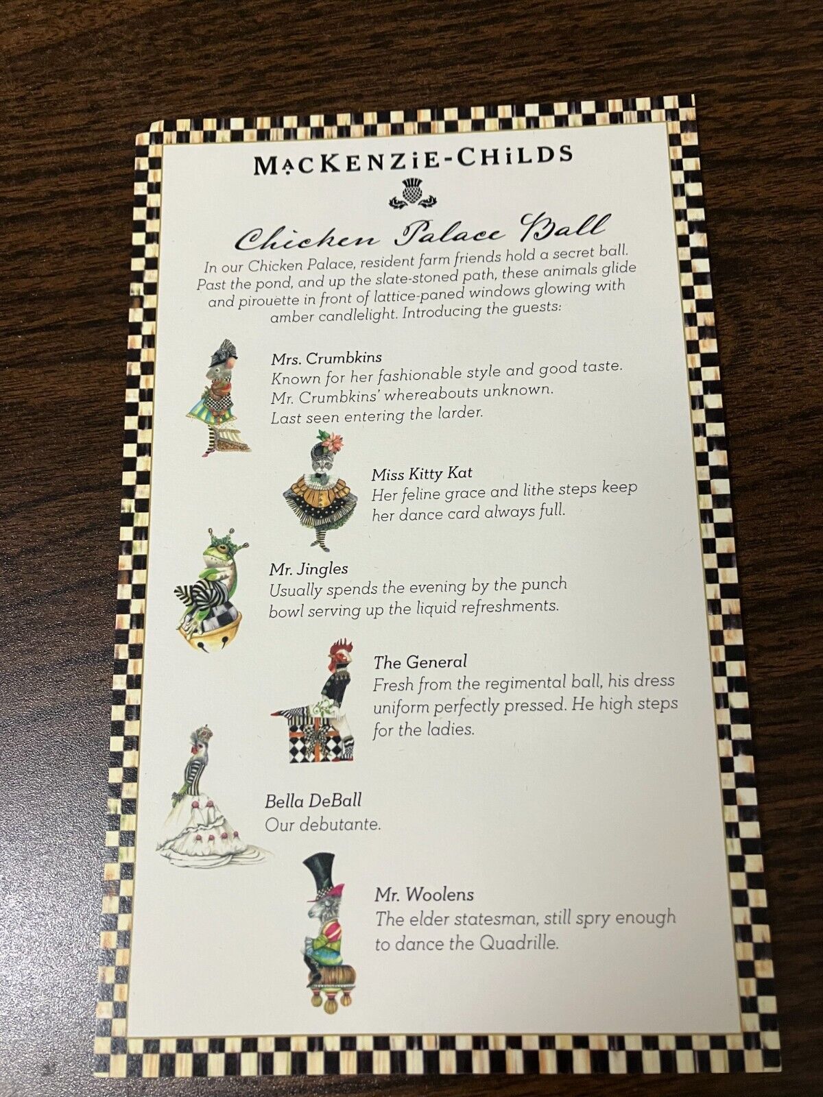 MACKENZIE CHILDS CHICKEN PALACE BALL  COLLECTERS CARD