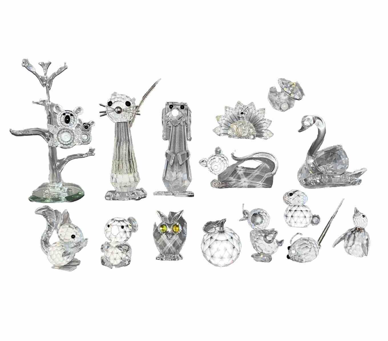 Lot of Vintage Swarovski Crystal FigurinesRetired Squirrel, Cat, Dog, Duck Etc
