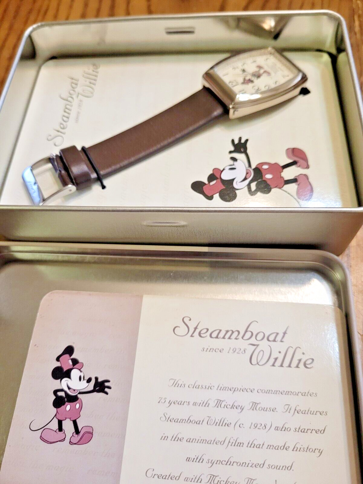Disney Since 1928 Steamboat Willie Watch With Tin & Box