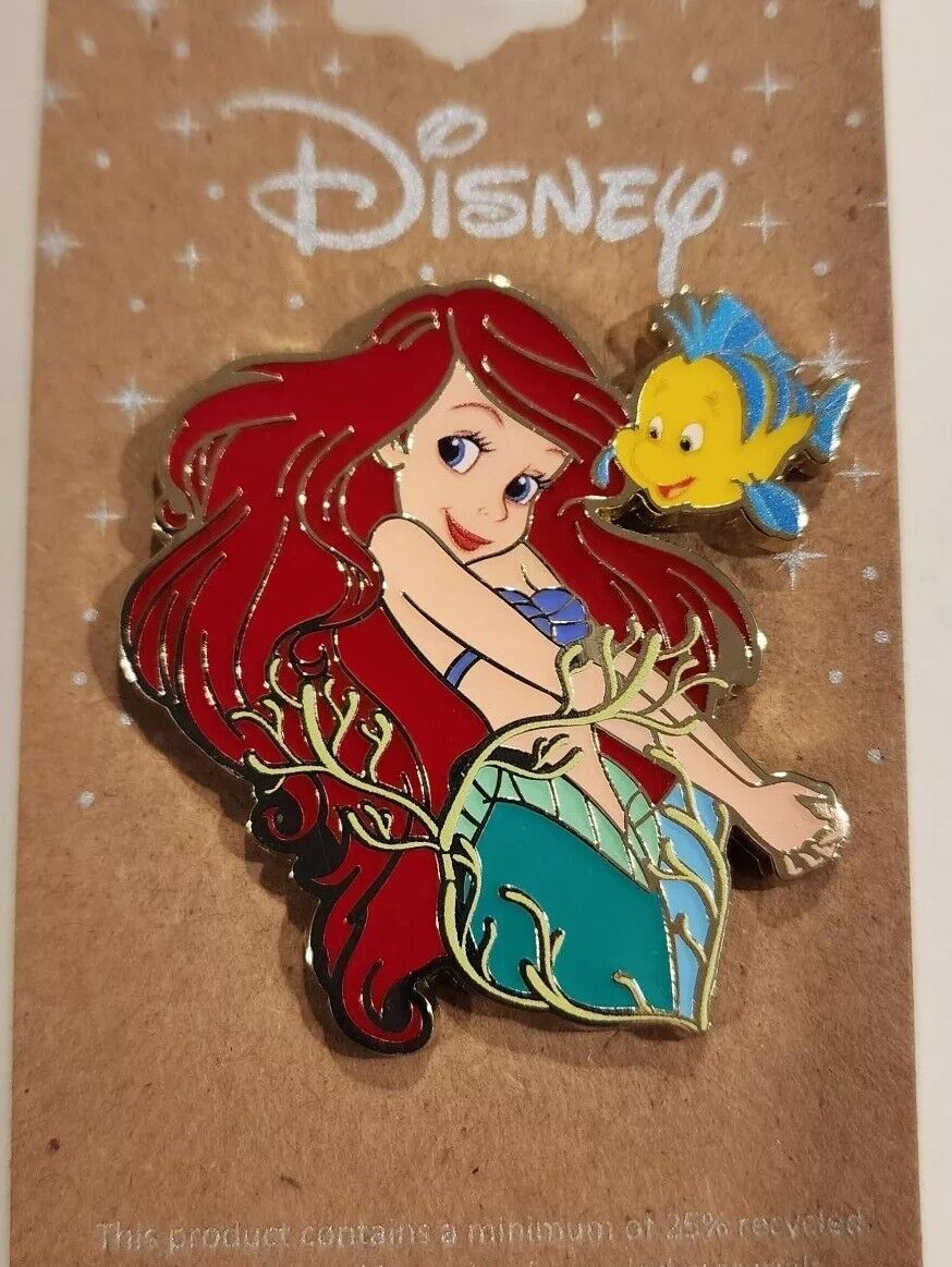 Disney The Little Mermaid Ariel and Flounder Enamel Pin NEW