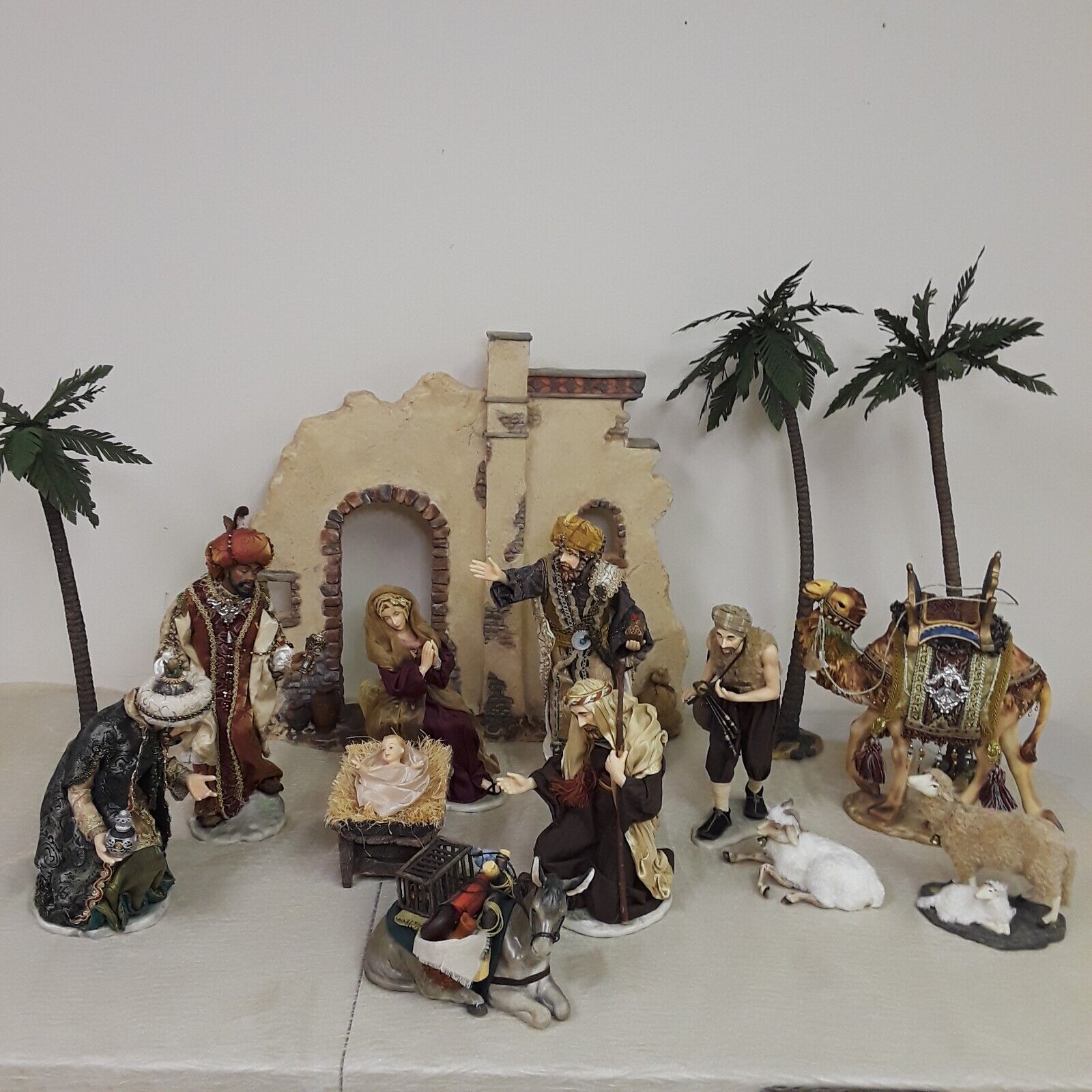 Enormous Fine Porcelain Christmas Nativity Set Hand Painted in Epic Detail