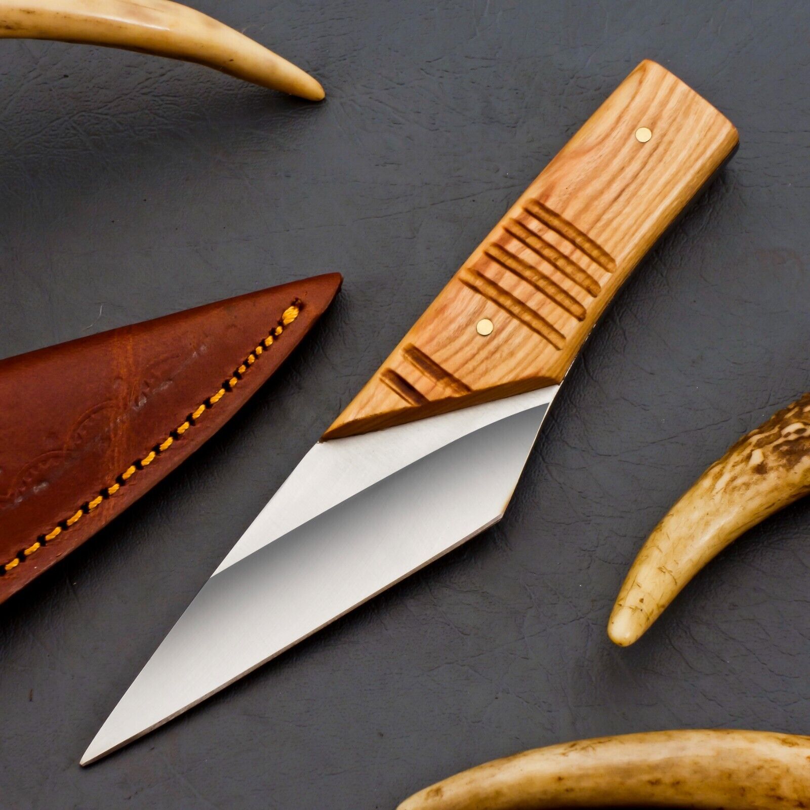 Handmade D2 Steel Blade, Wood Handle Kiridashi Knife, best for survival, for him