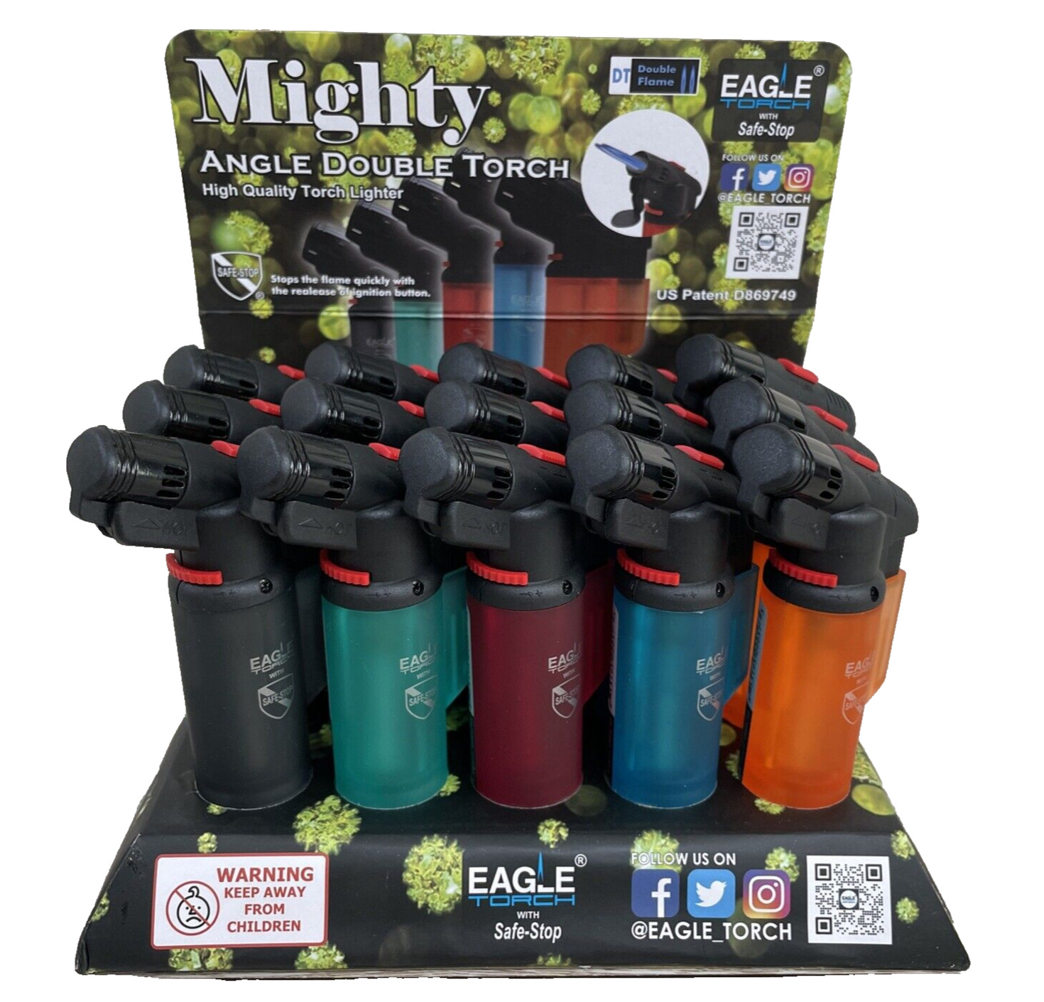 Mighty Angle Double Flame Windproof Eagle Torch Jet Lighters New 15 Pack
