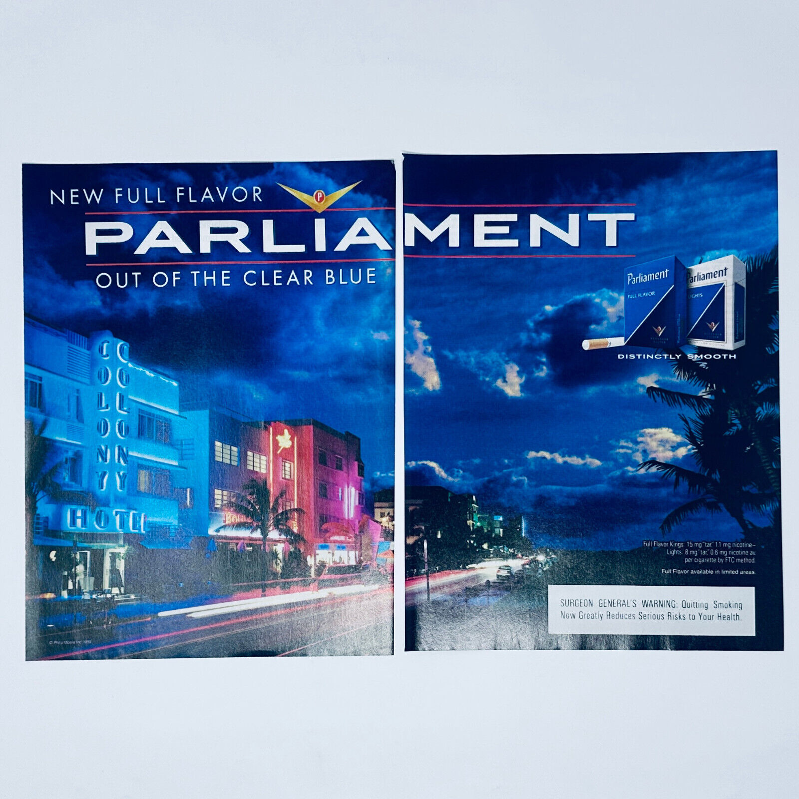 Parliament Cigarettes Full Flavor Out of the Clear Blue 2 Page Print Advert