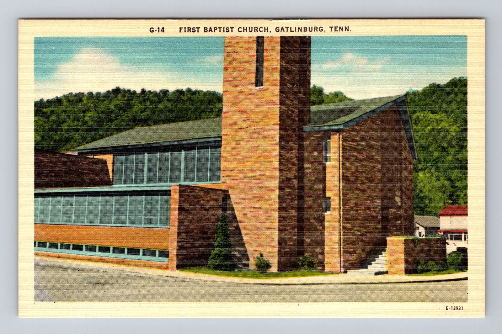 Gatlinburg TN-Tennessee, First Baptist Church, Antique Vintage Postcard