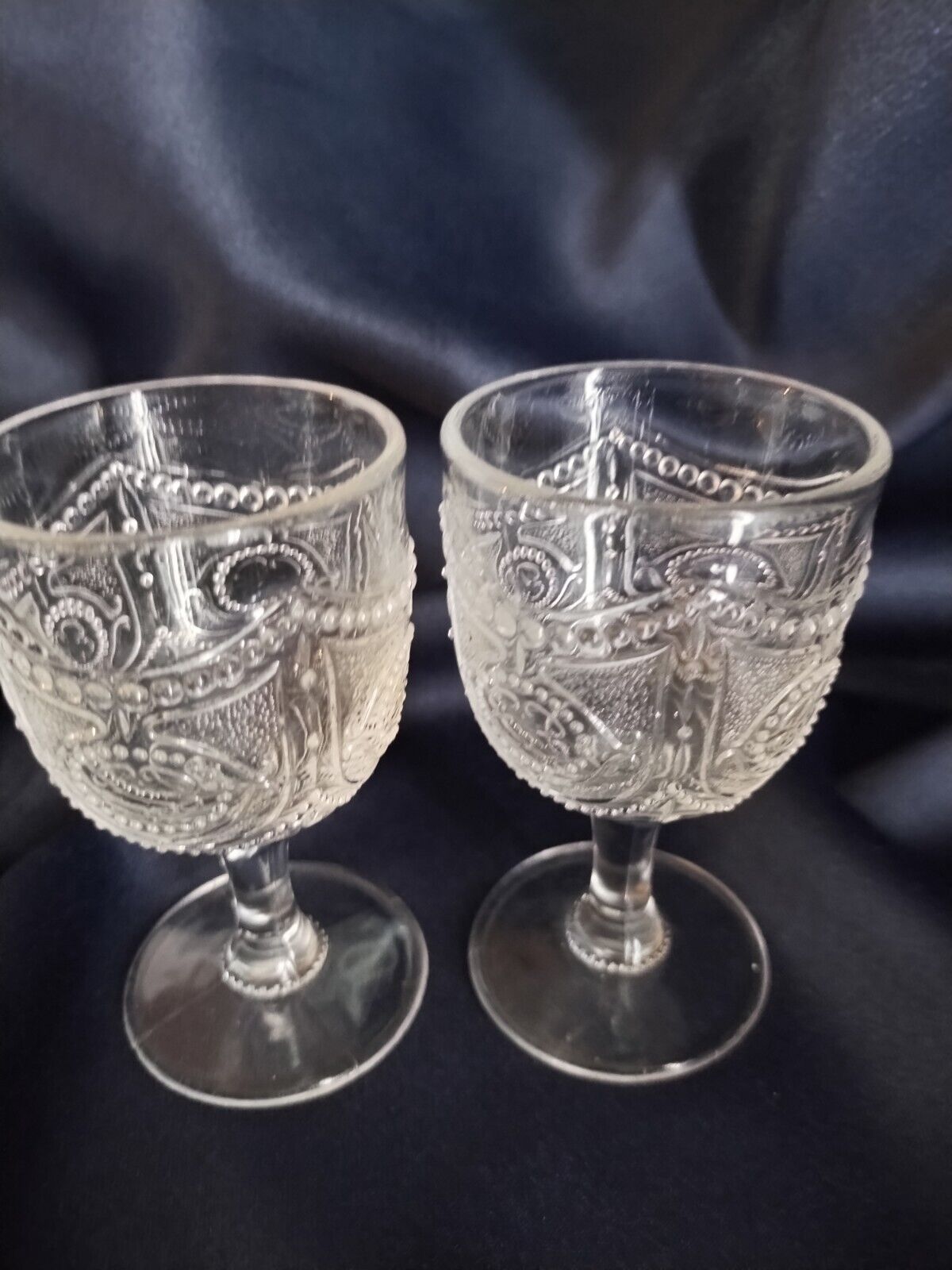  2 Antique Heisey Glass Wine(Miniature) Goblets(