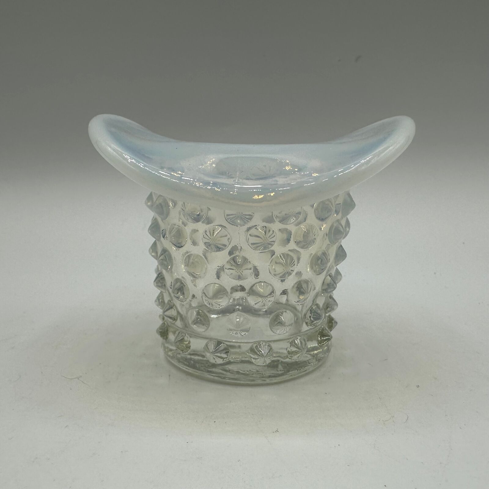 Fenton White Opalescent Hobnail Top Hat Toothpick Holder