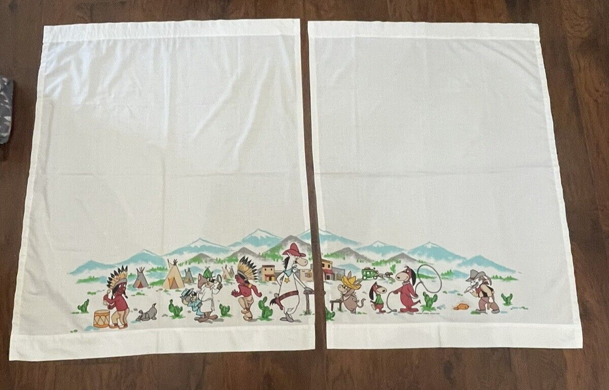 Rare Vintage Hanna-Barbera Quickdraw McGraw Two Panel DIFFERENT SIZES Curtains
