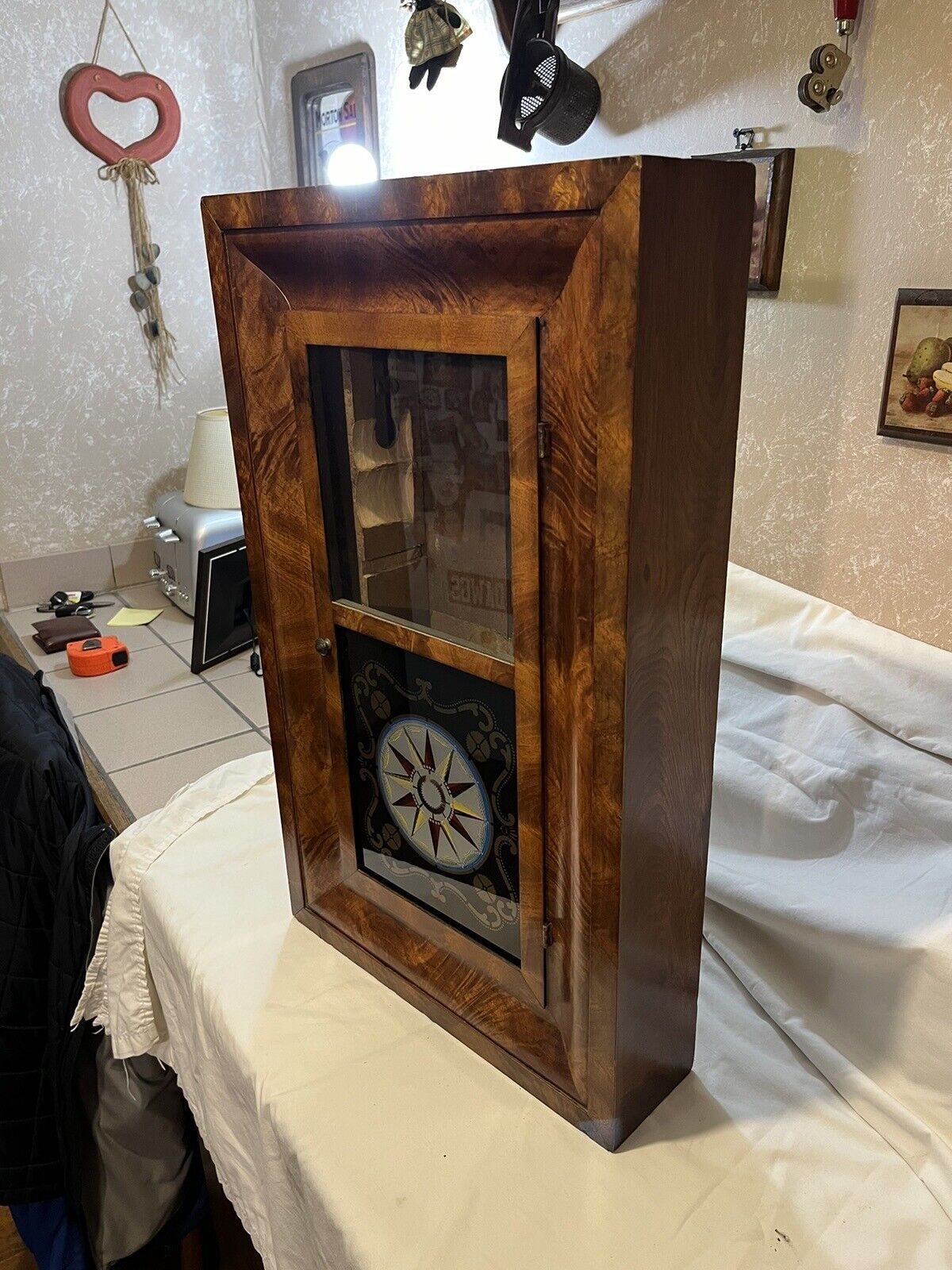 Vintage Seth Thomas Wall Clock Wooden/Glass Case No clock parts - Case as shown