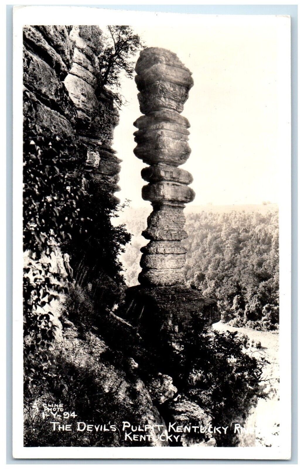 c1940's The Devils Pulpit Kentucky River Kentucky Cline RPPC Photo Postcard