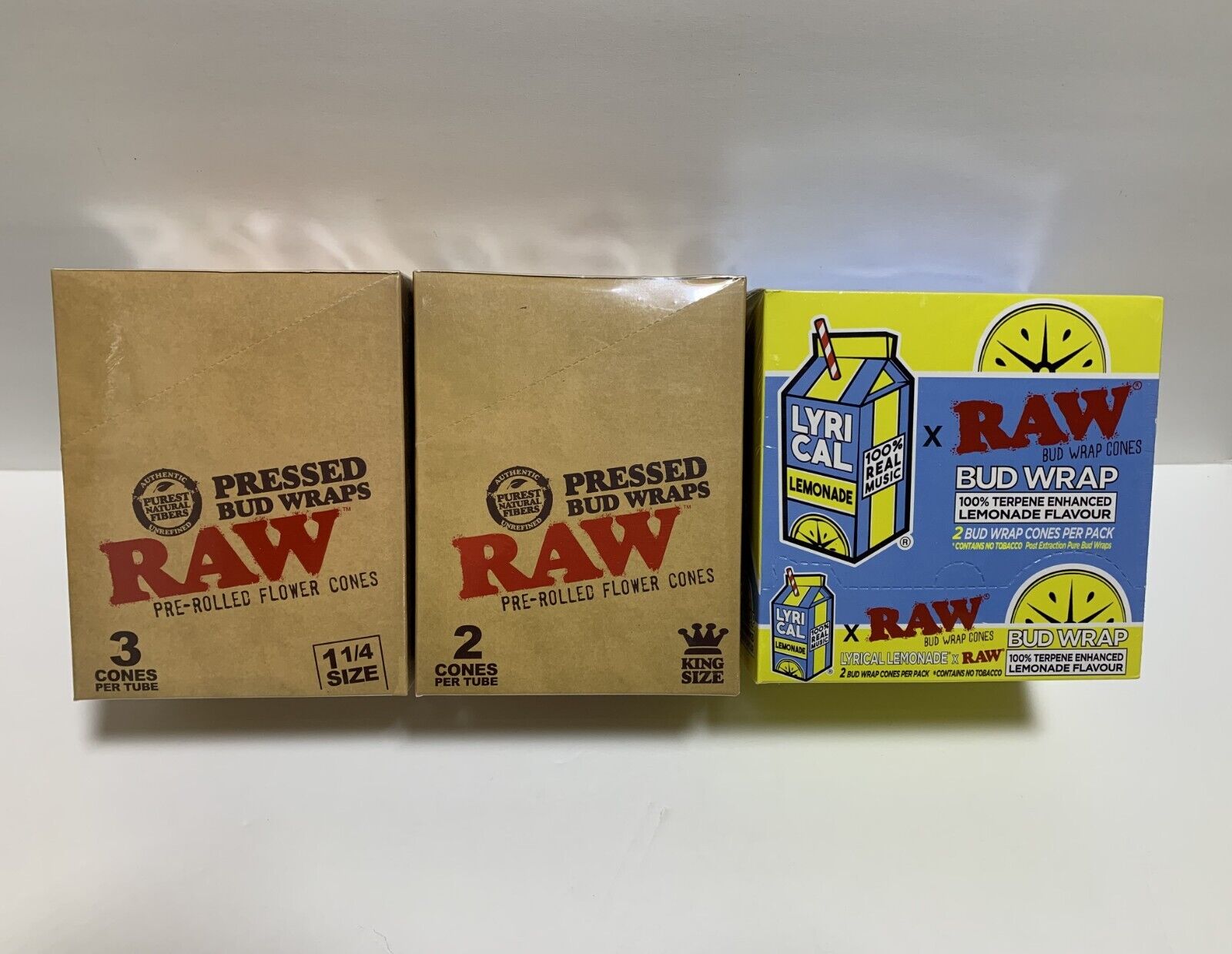 RAW PRESSED BUD COLLECTION - FULL SEALED BOXES KS, 1 1/4 and Lyrical Lemonade KS