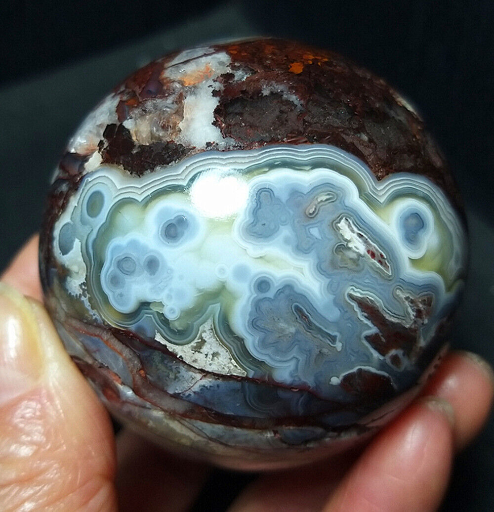 TOP 285G Natural Polished Mexico Agate Crystal Sphere Ball Healing BWD759