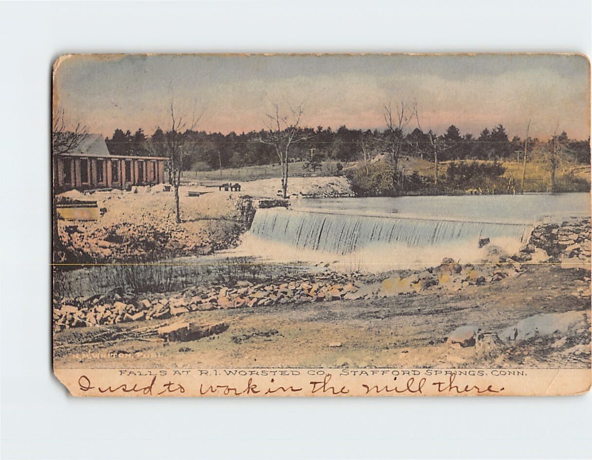 Postcard Falls At R. I. Worsted Co., Stafford Springs, Connecticut