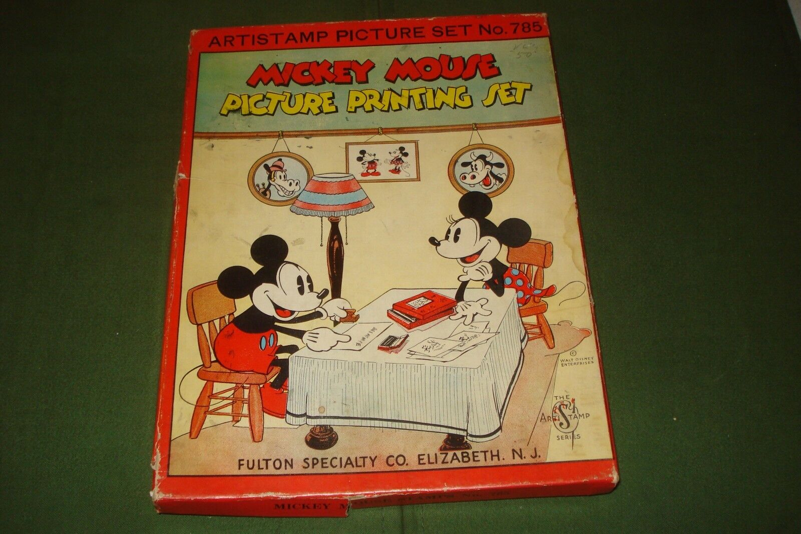 1935 MICKEY MOUSE & MINNIE MOUSE PICTURE PRINTING SET IN BOX, WALT DISNEY ENT.