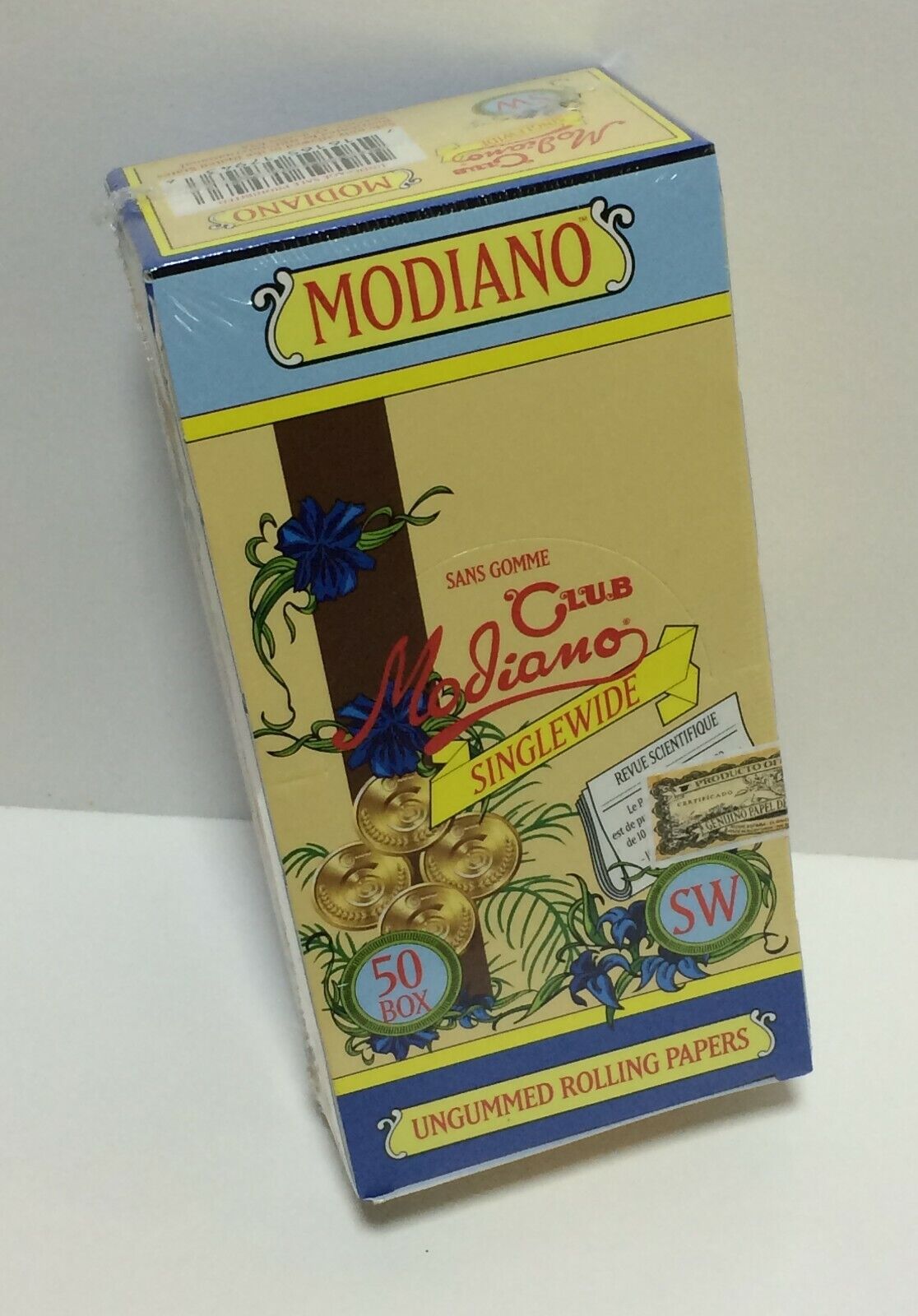 SEALED BOX CLUB MODIANO ROLLING PAPERS SINGLE WIDE UNGUMMED 50 PKS/ 50 LEAVES EA