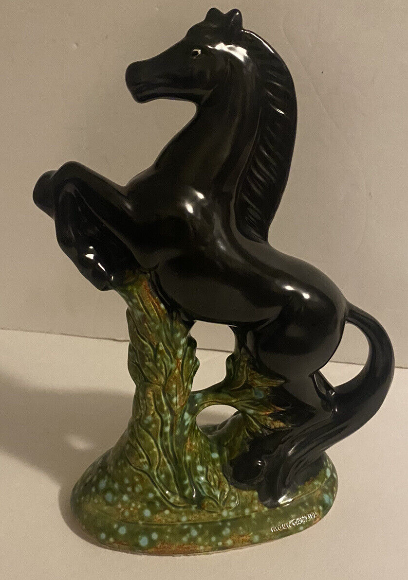 Vintage Ceramic Black Stallion Horse 1950s Mountainside Brand