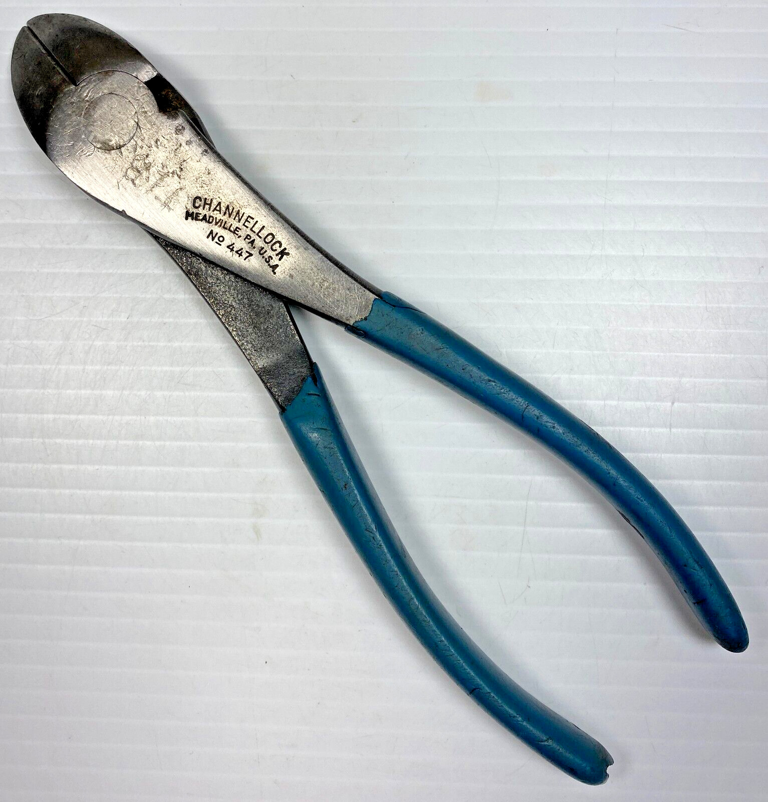 Vintage CHANNELLOCK TOOLS No. 447 High Leverage Cutting Pliers w/ Blue Grips USA