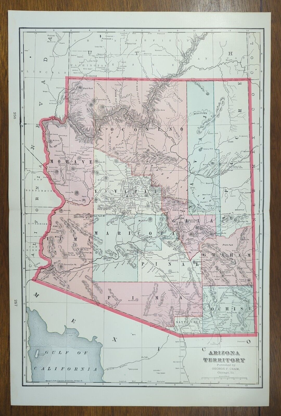 Vintage 1904 ARIZONA Map 14\