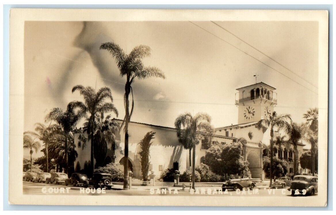 c1920's Court House Building View Santa Barbara CA RPPC Photo Unposted Postcard