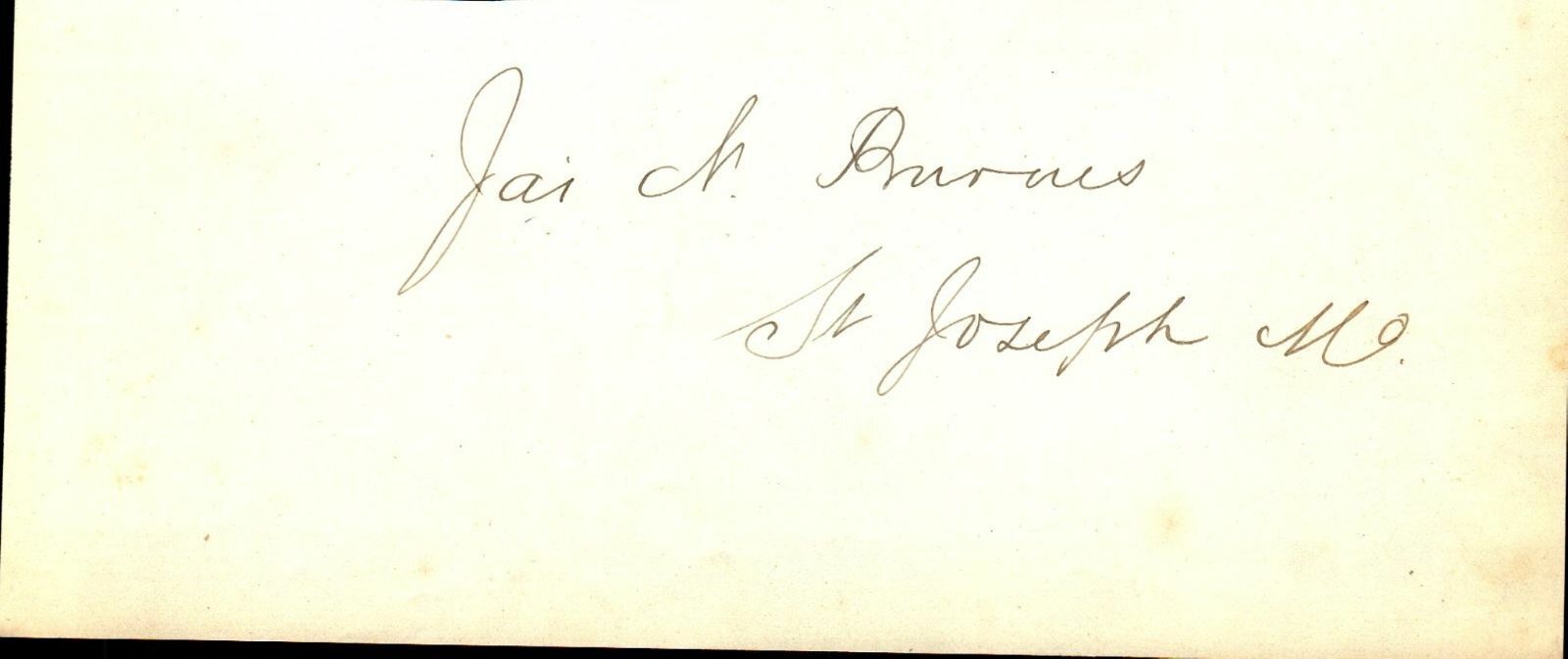 James Nelson Burnes MO Congressman 1883-1888 Album page signed cut 