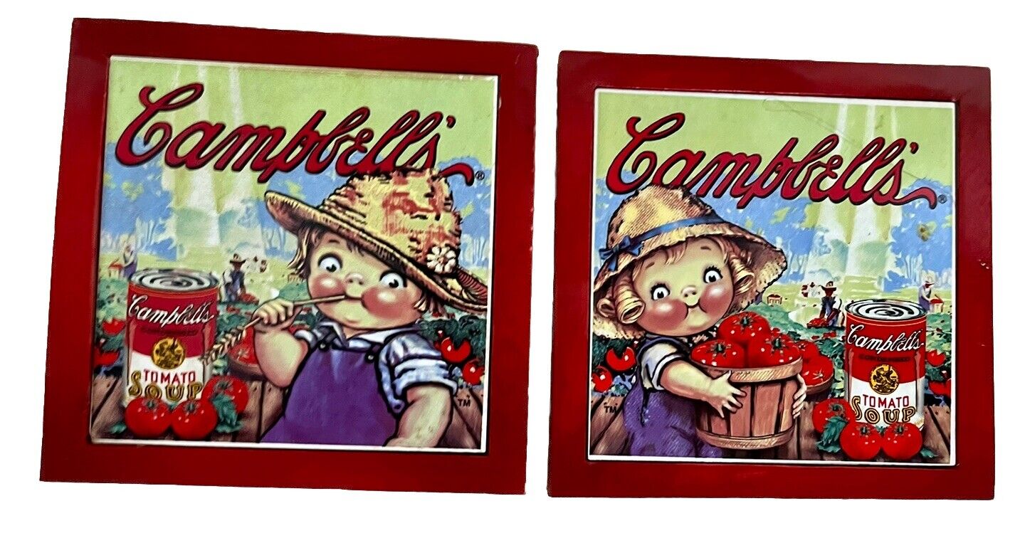 Vintage 1998 Campbell’s Soup Kids Wall Decor or Trivet Set 7.25x7.25”