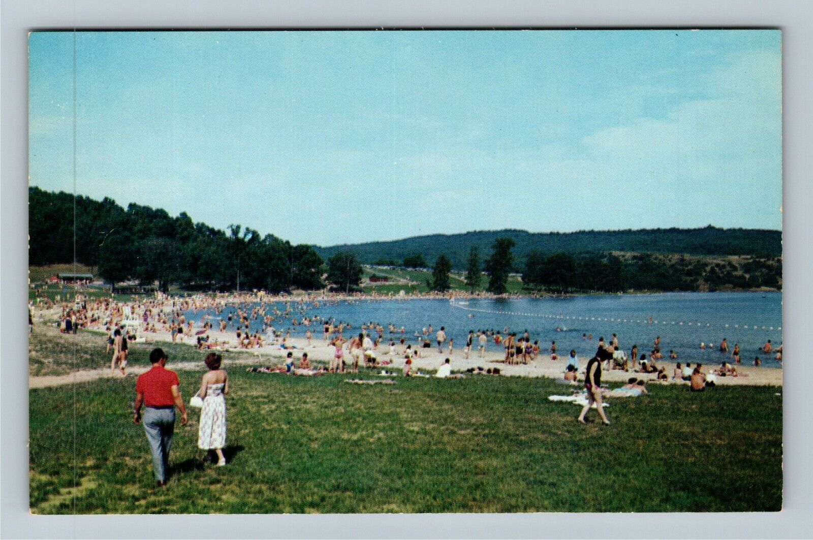 Bedford PA-Pennsylvania, The Beach At Shawnee State Park, Vintage Postcard