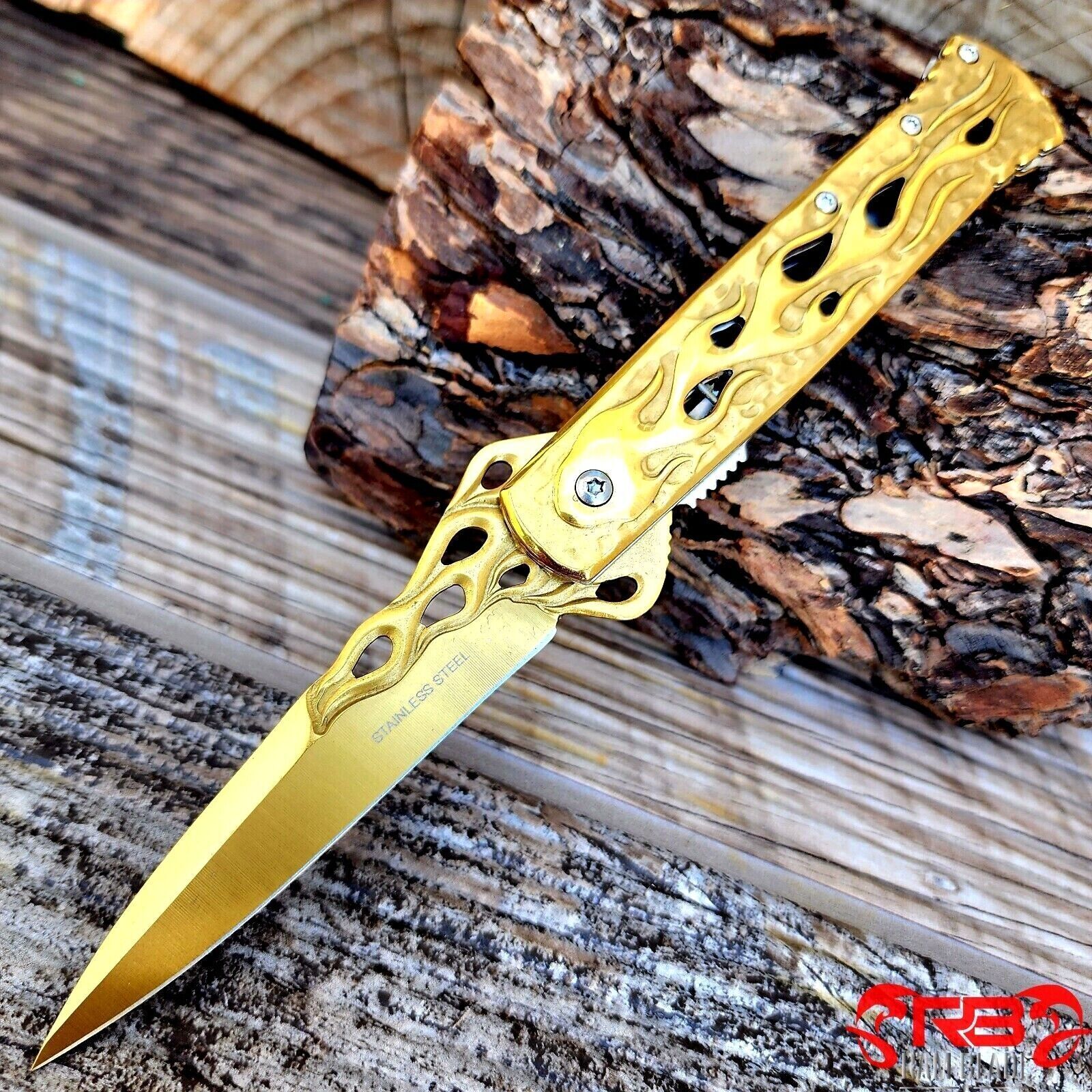 9” FLAME SPRING OPEN ASSISTED TACTICAL FOLDING OPEN POCKET KNIFE EDC Blade EDC