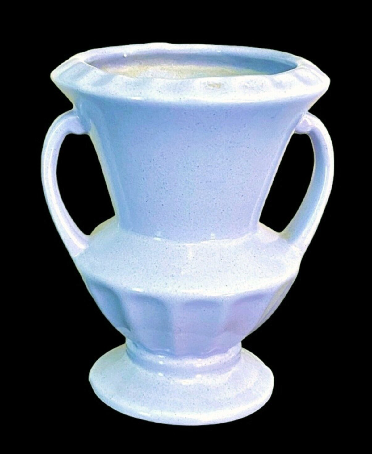 MCM Pottery Urn Vase Planter Ceramic Double Handle Blue or Purple VTG Haeger?