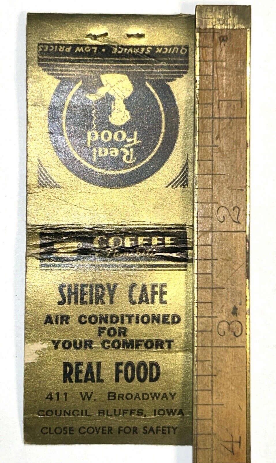 Early Council Bluffs Iowa Advertising Matchbook Restaurant Sheiry Cafe 1930s IA 