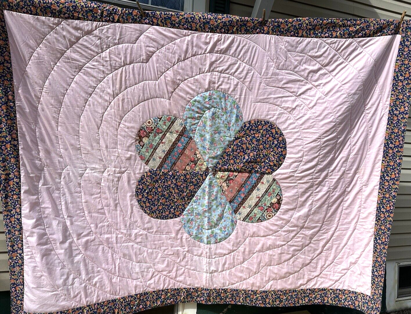Amish Made Pink Floral Quilt Queen