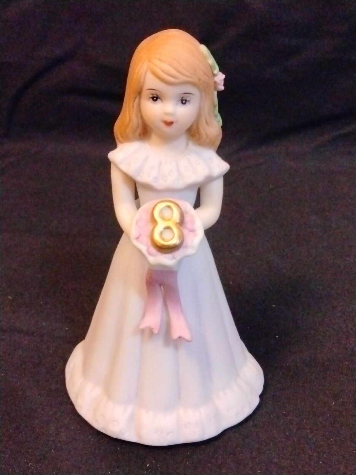 ENESCO Growing Up Birthday Girls Age 8 Porcelain Figurine Brunette 1980s Vintage