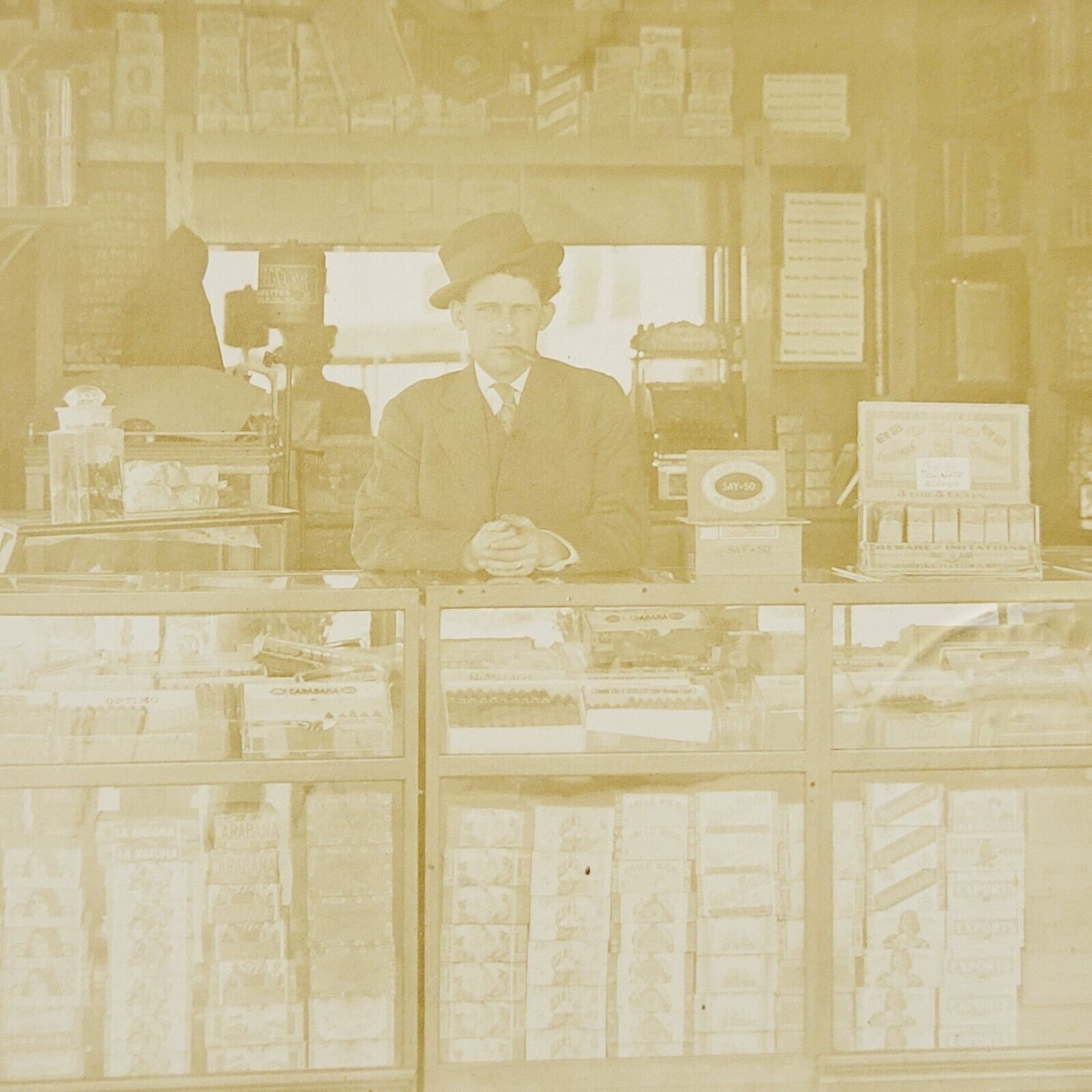 1915 RPPC Postcard Cigar and Tobacco Shop Interior Tillamook Oregon Wheeler OR