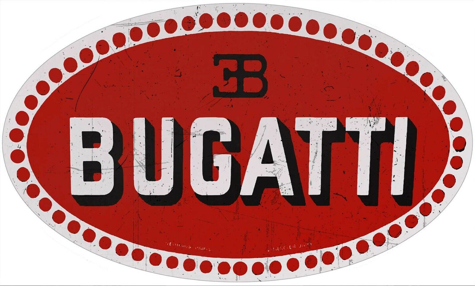 Bugatti Oval Laser Cut Logo Metal Sign Rustic