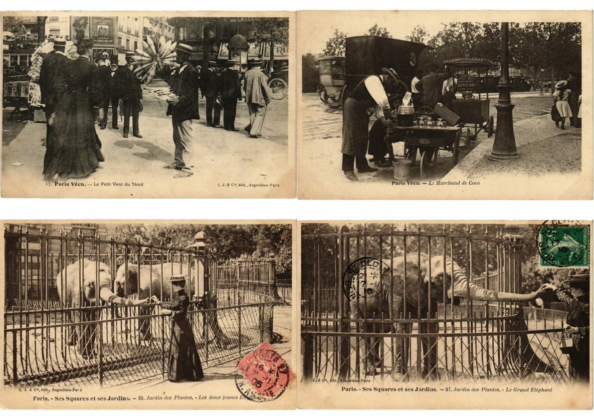 PARIS FRANCE VIVID STREET LIFE 48 Vintage Postcards (L2607)