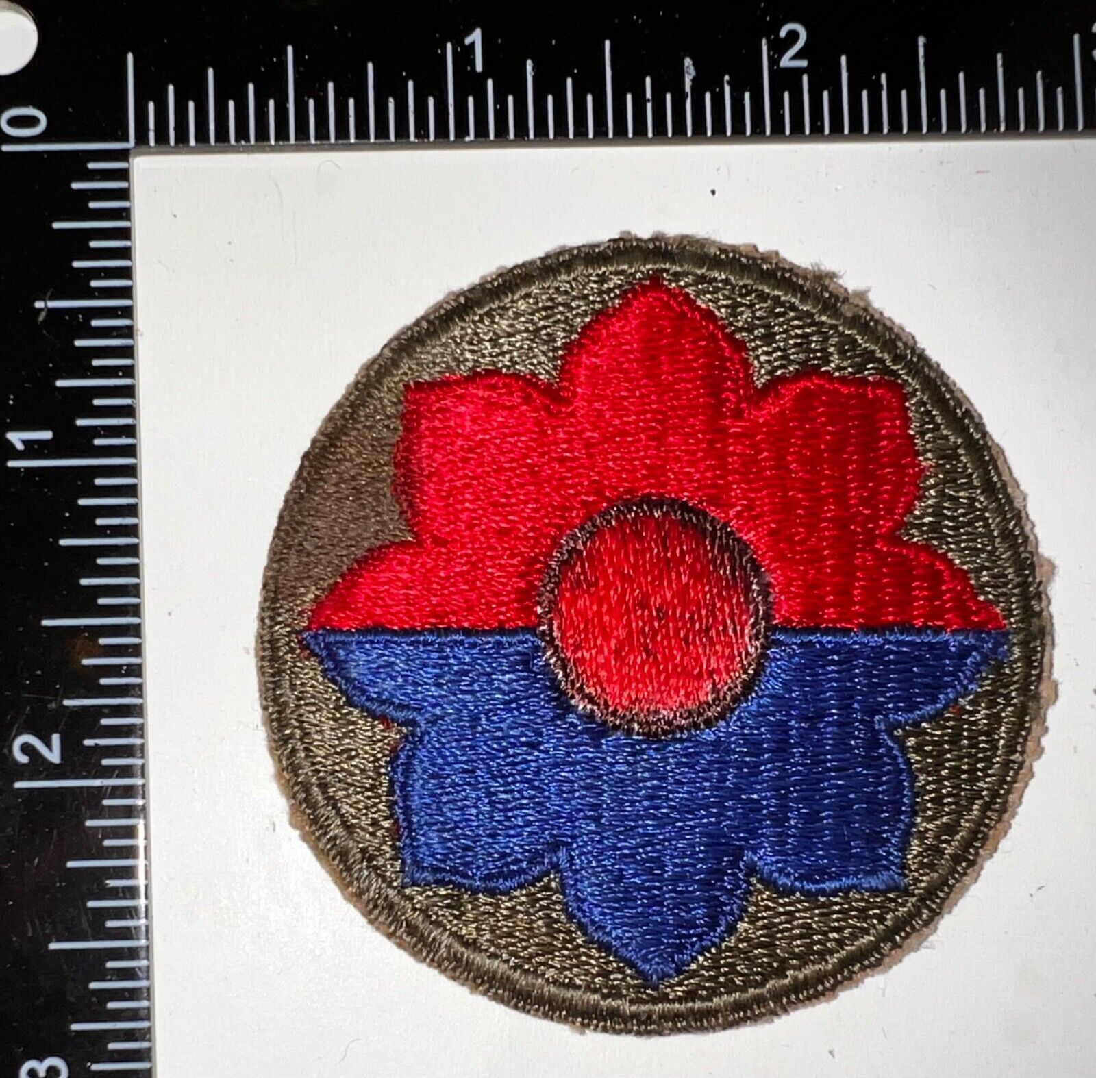 WWII US Army 9th Infantry Division Patch FLOWER MODIFIED WITH RED CIRCLE