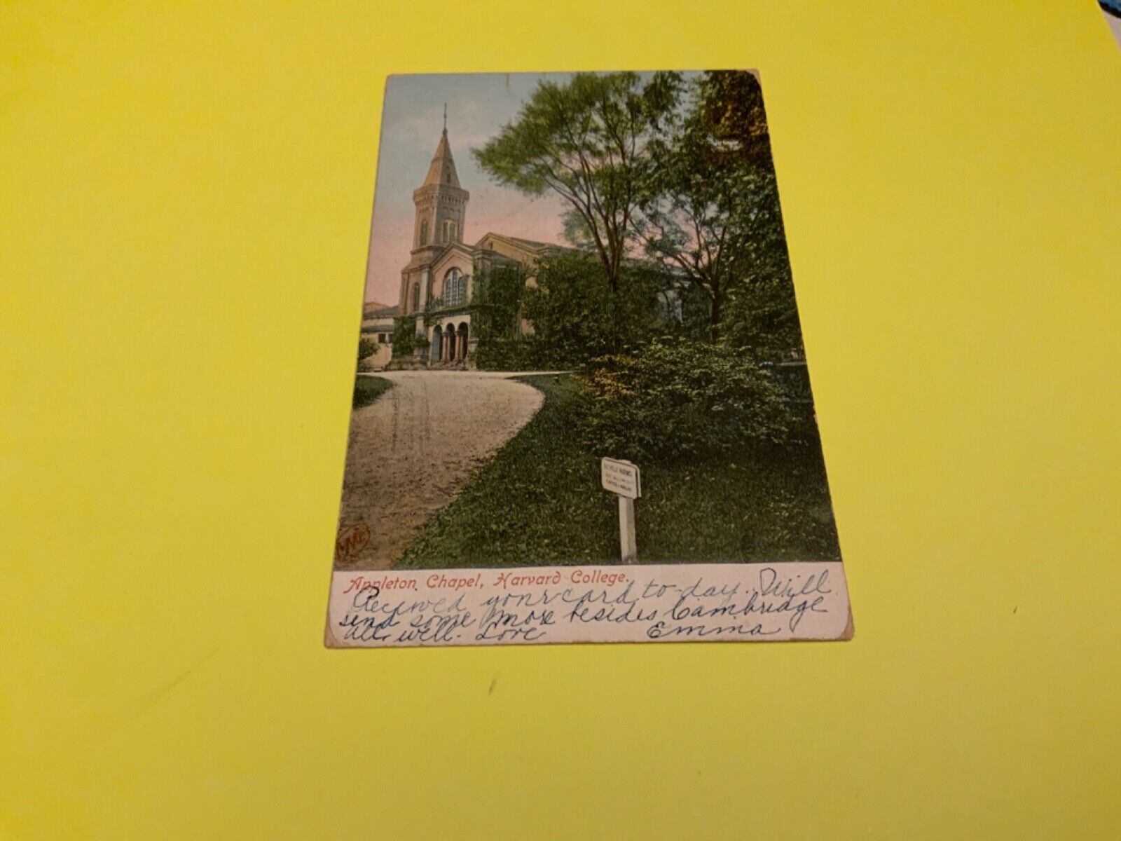 Cambridge,Mass. ~ Harvard College Appleton Chapel - Backstamped 1909 Postcard