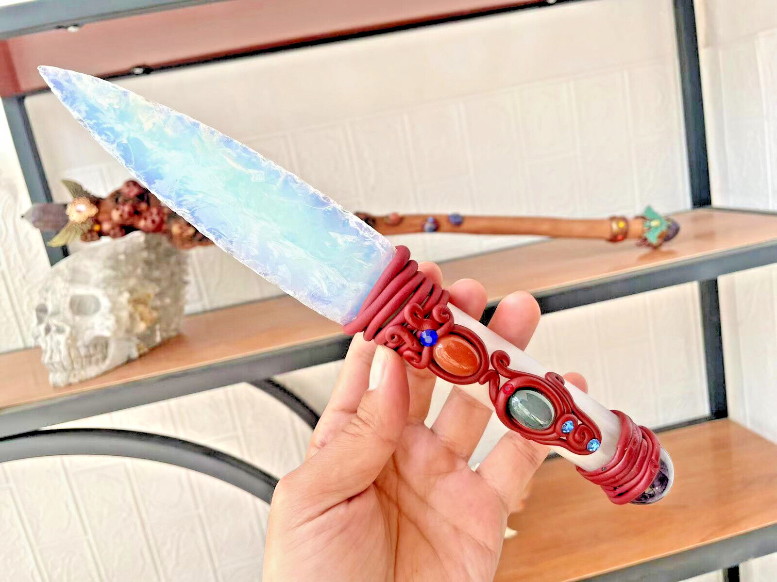 9.8“Opal knife crystal dagger hand carved Crystal Healing random/pc