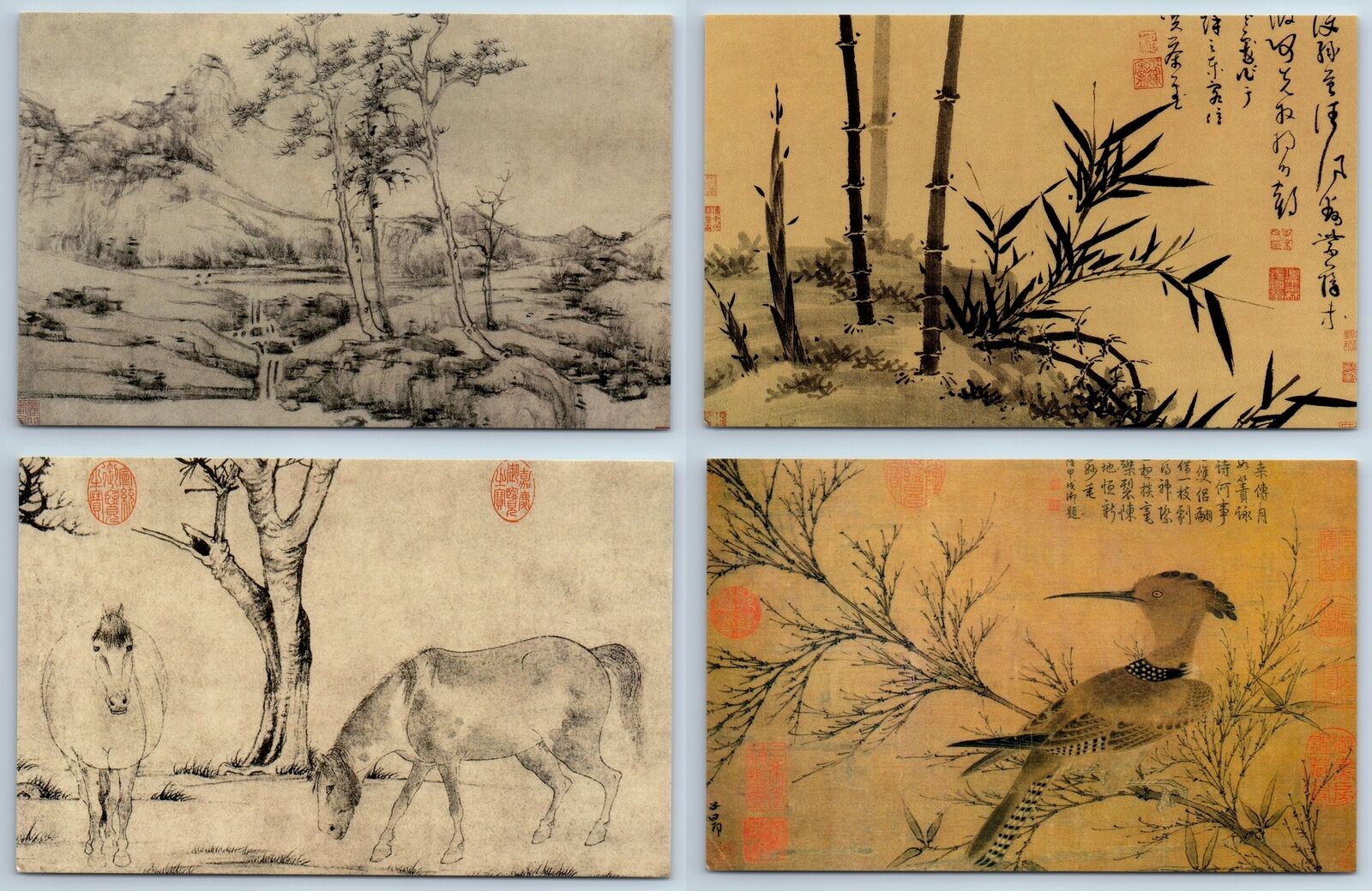 CHINESE ART YUAN 元朝 Post Cards in Folder 王蒙 倪瓒 吴镇 黃公望 China LOT of 10 pcs