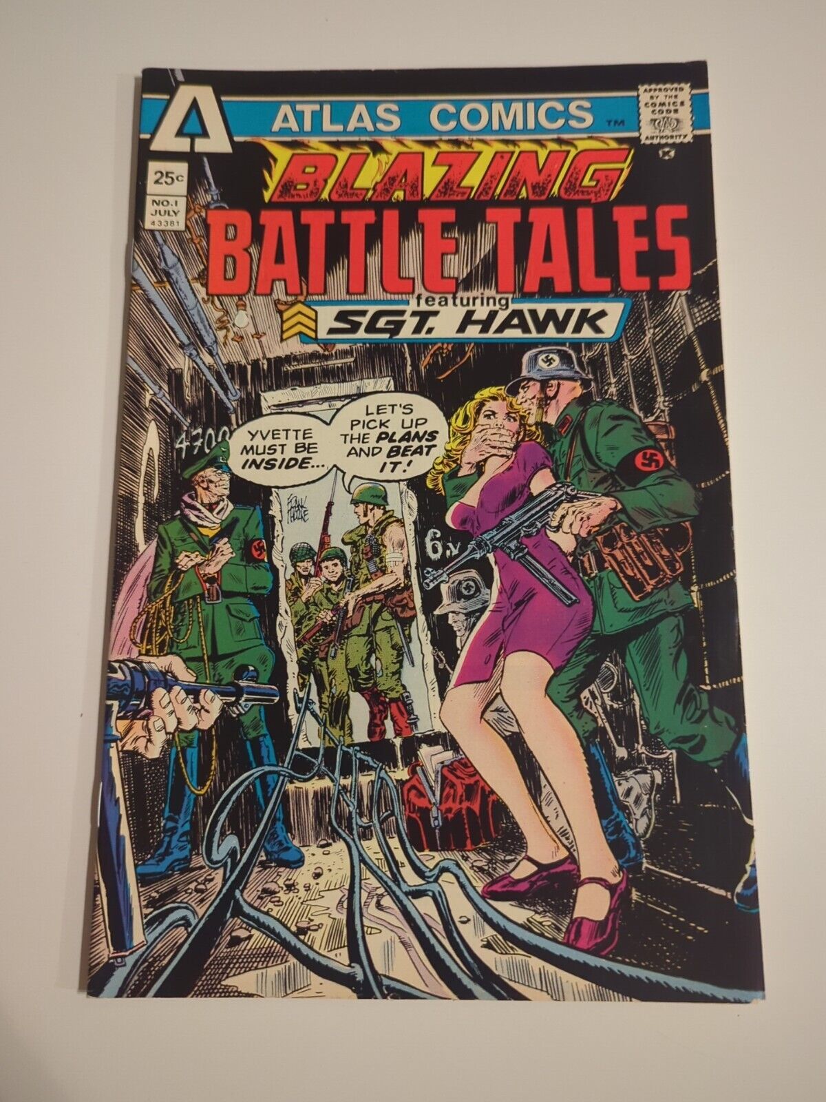 Blazing Battle Tales Featuring Sgt Hawk 1 High Grade Atlas Comics 1975 Rare