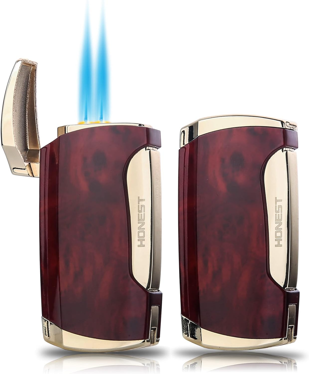 Torch Lighter Double Jet Flame Lighter (2PCS Brown)