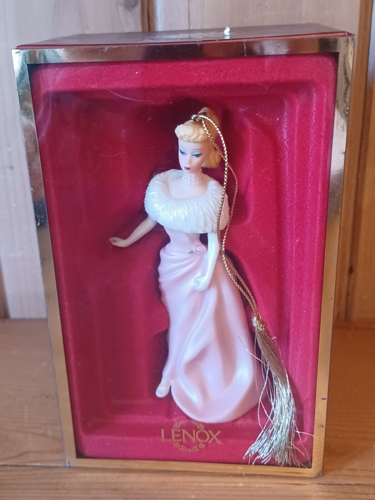Lenox Barbie Doll Holiday Christmas Ornament 2003 Enchanted Evening Blonde Box