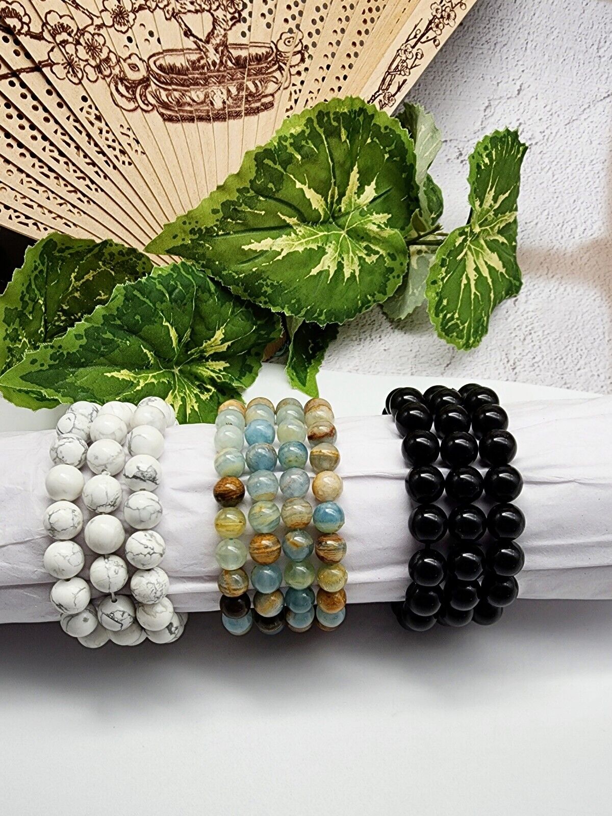Wholesale Mixed Lot Of 9 Crystal Beaded Stretch Bracelets, 8mm/10mm, 