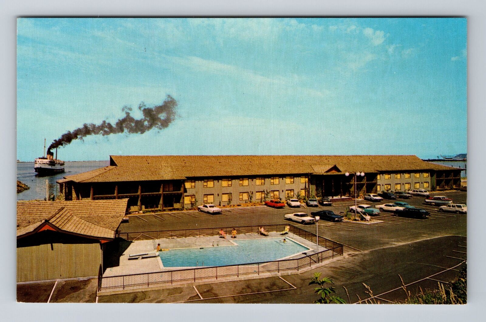 Port Angeles WA-Washington, Bayshore Inn, Advertising, Vintage Postcard
