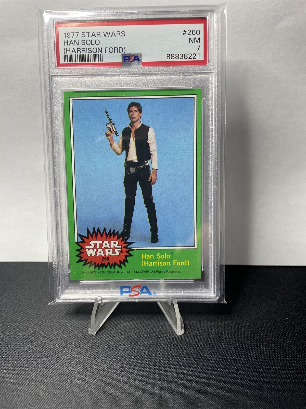 1977 TOPPS STAR WARS #260 Han Solo (Harrison Ford) PSA 7