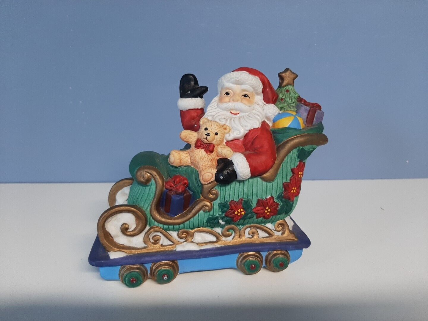 Santa Claus With Sleigh Ceramic Figure