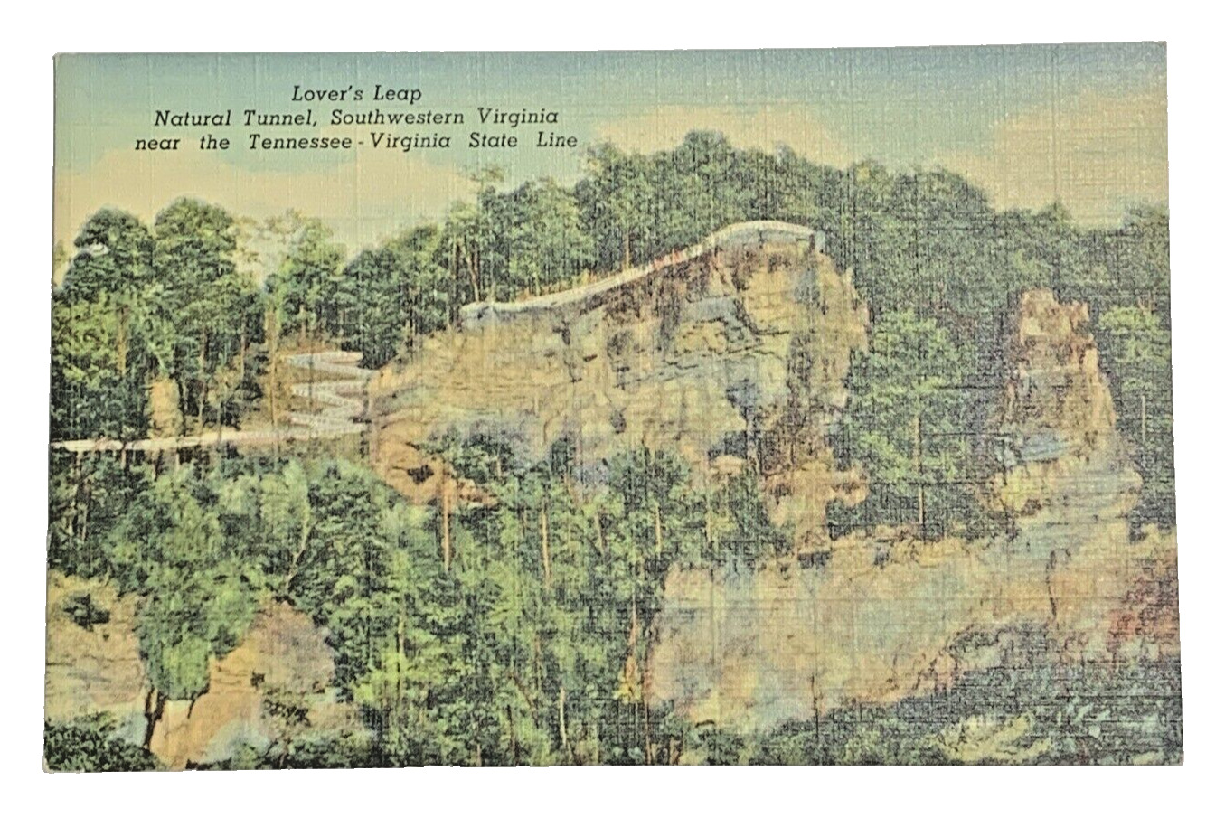 Lover's Leap Natural Tunnel Southwestern Virginia - Vintage Linen Postcard