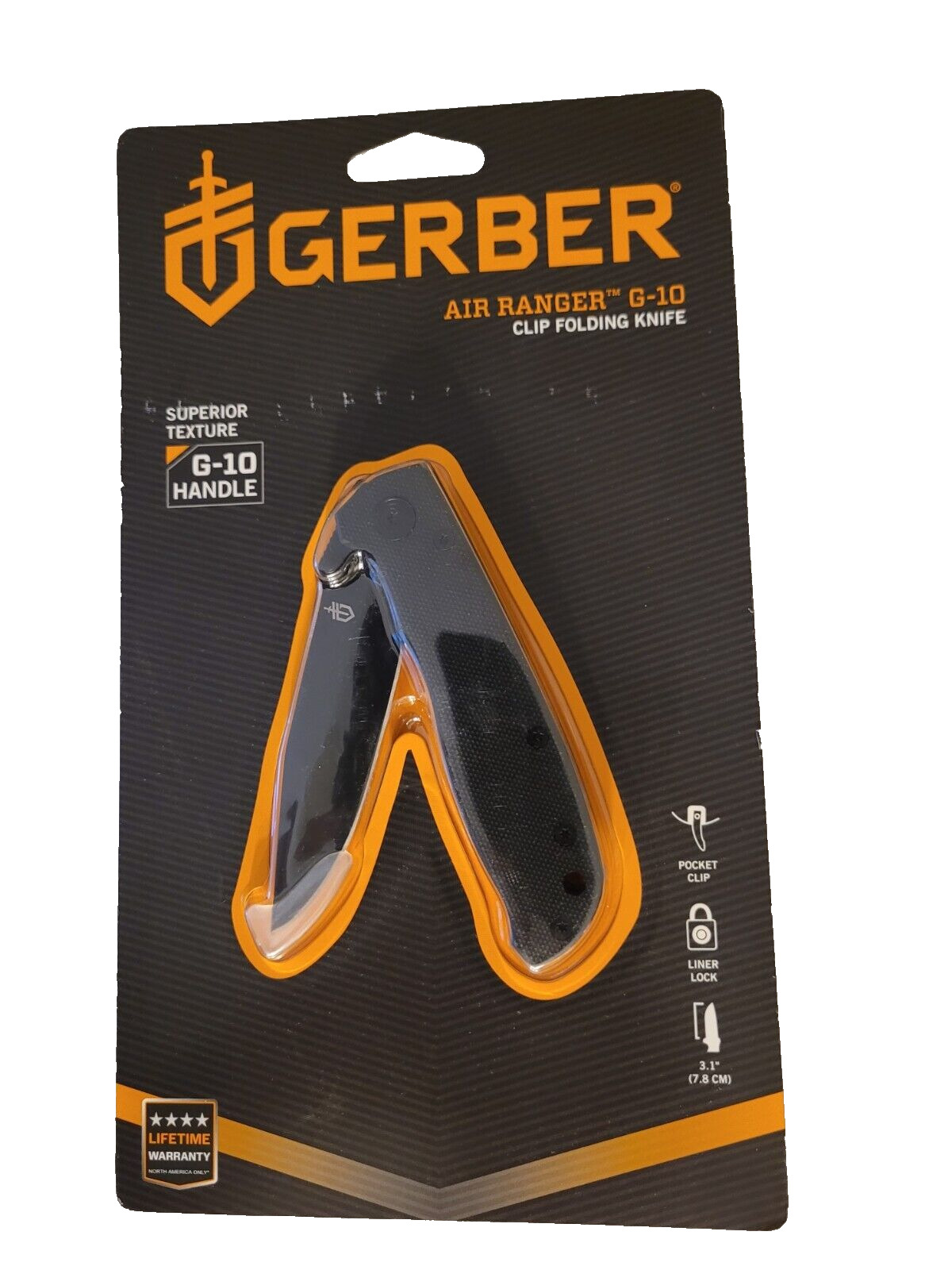 Gerber Black Air Ranger G-10 Handle Straight Edge Clip Folding Knife