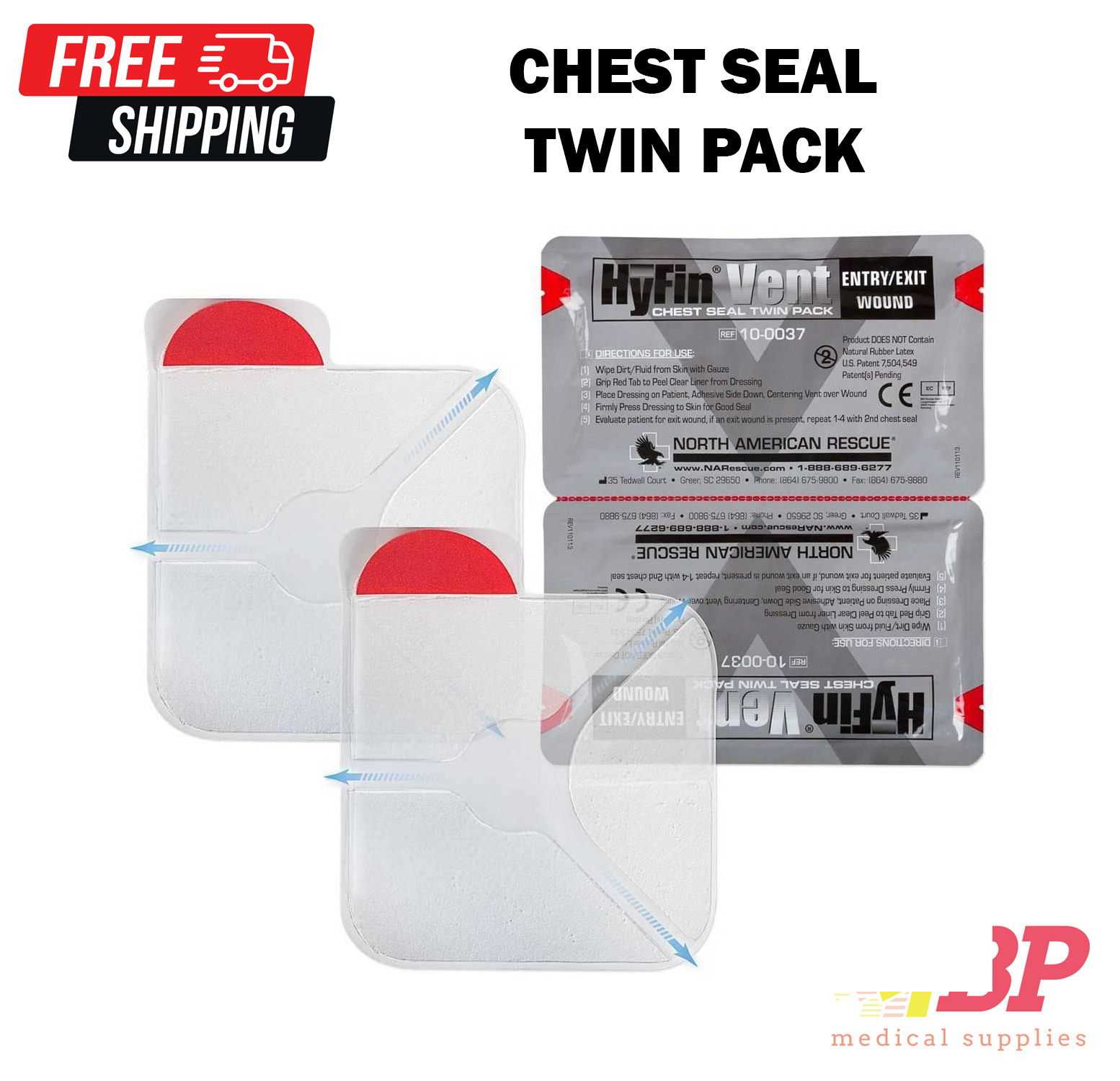 Hyfin Vent 10-0037 Chest Seal Twin Pack for Wounds 6\
